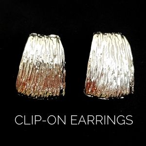 Silver Textured Fashion Clip On Earrings Metal